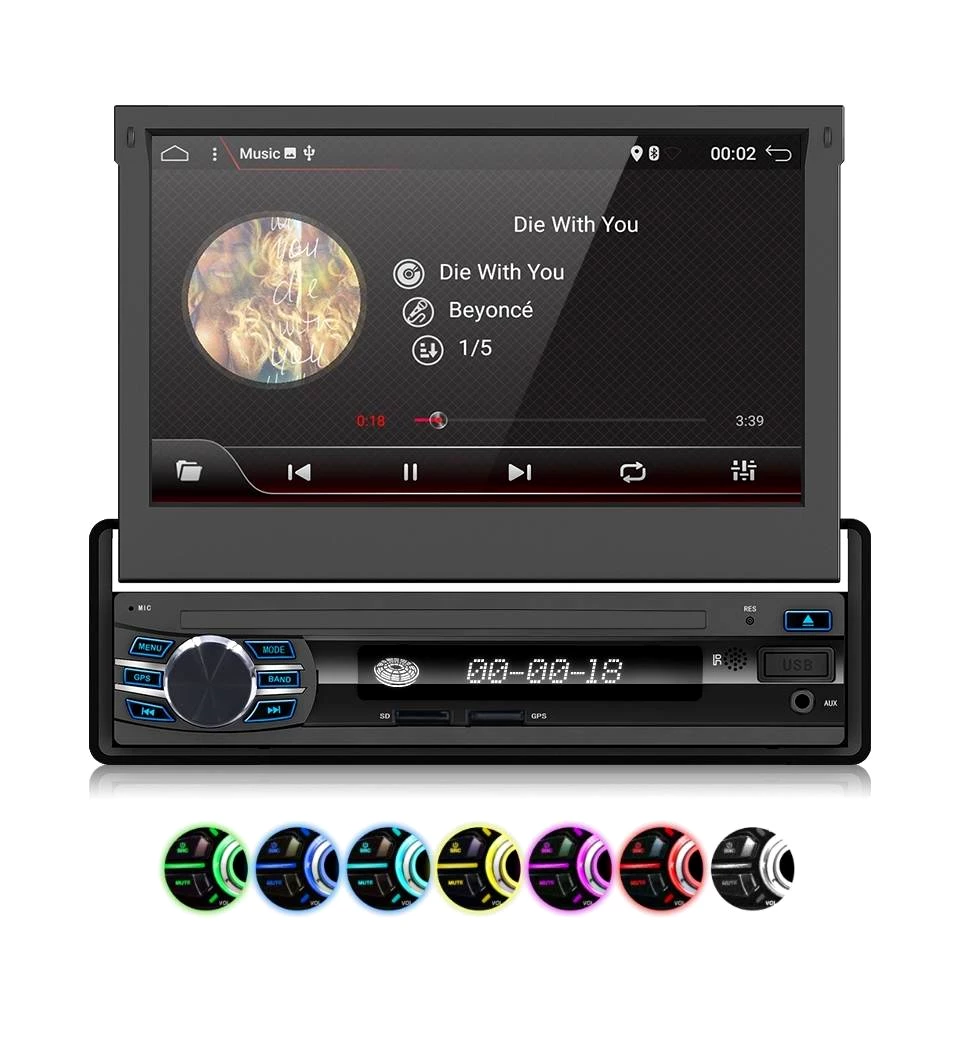 1 Din 7" Touchscreen Carplay AndroidAuto Autoradio Bluetooth Android Navigation