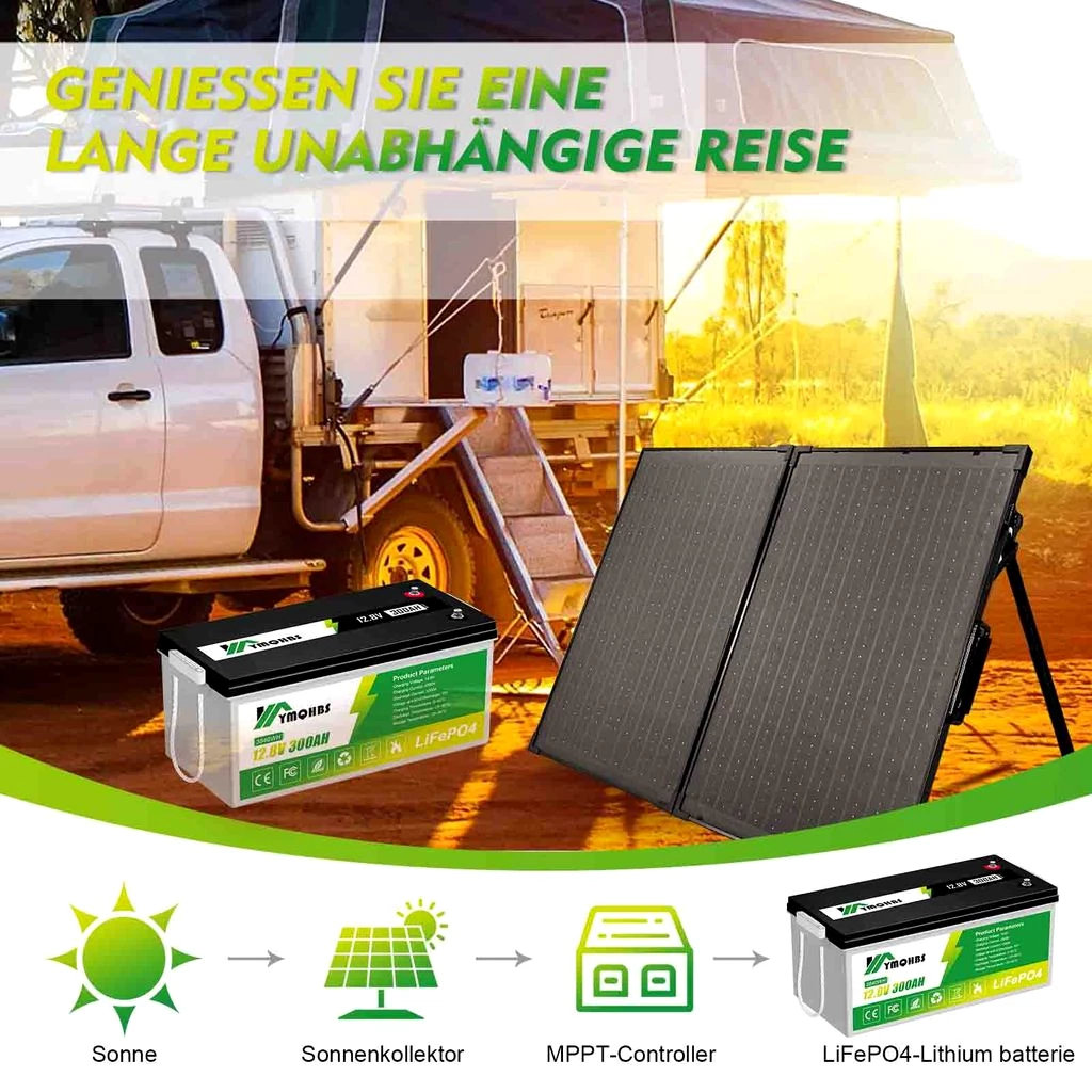 Solarbatterie 12V 300AH 3840WH LiFePO4 Batterie Solar Akku Versorgungsbatterie stromspeicher