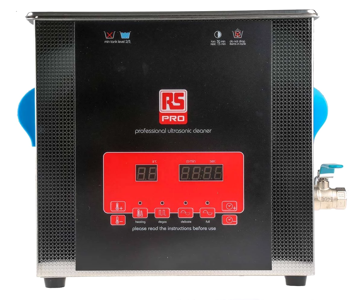 RS PRO Edelstahl Ultraschallreiniger 9L, 300W, 300mm x 240mm x 150mm